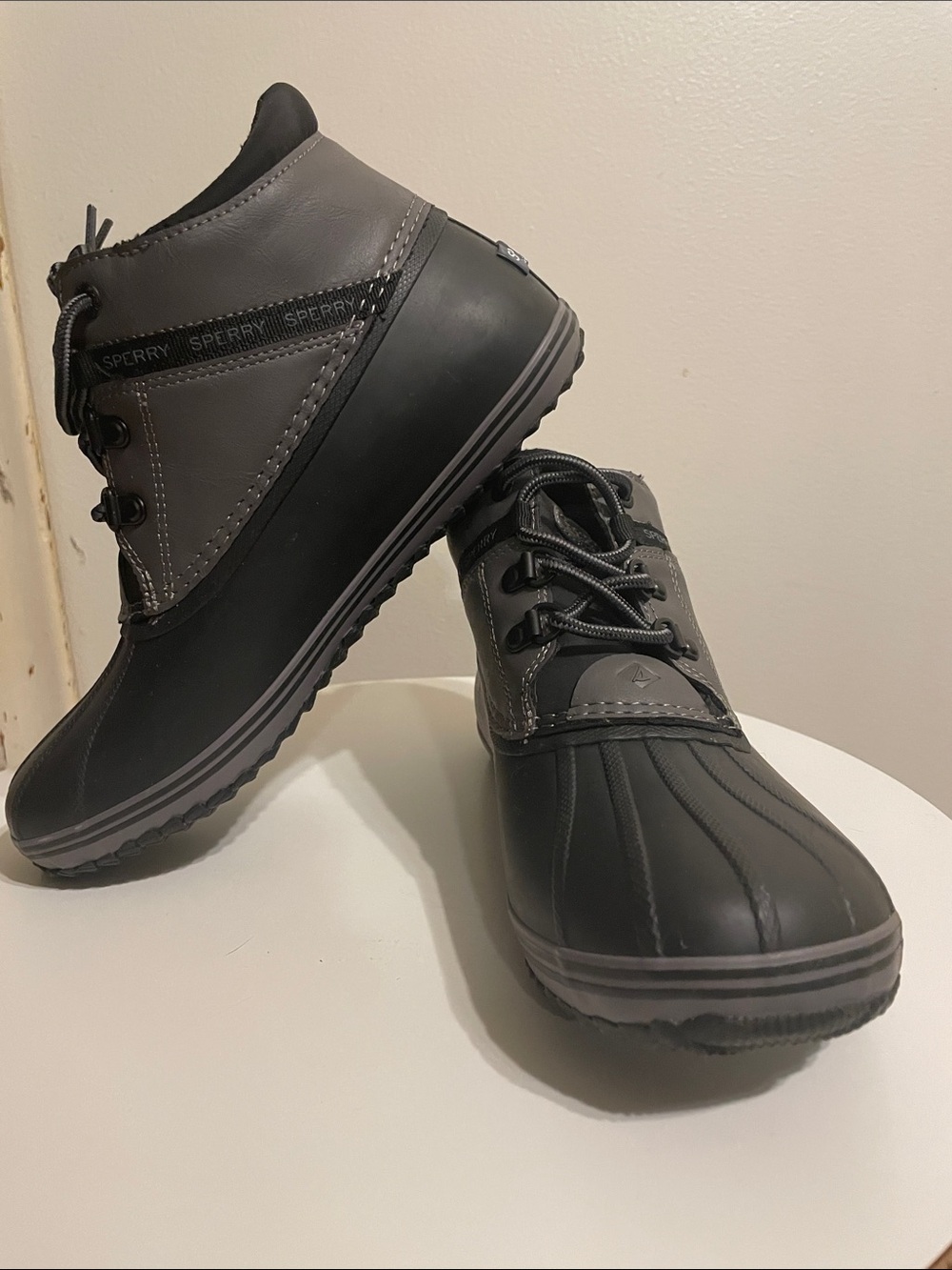 Sperry Women's Black and Gray Waterproof Duck Boots